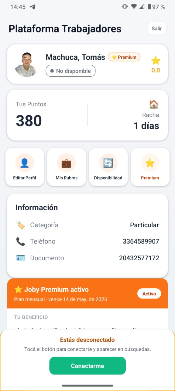 Joby — pantalla 7