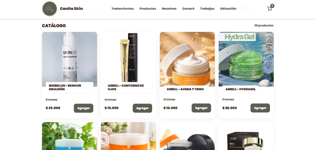 Catálogo de productos de Canito Skin