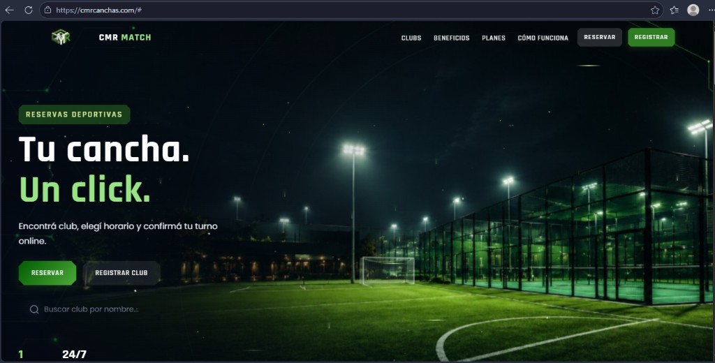 Hero de CMR Match, reservas de canchas