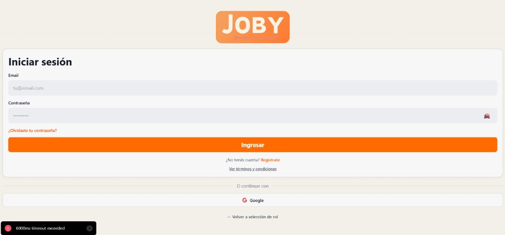 Joby — inicio de sesión