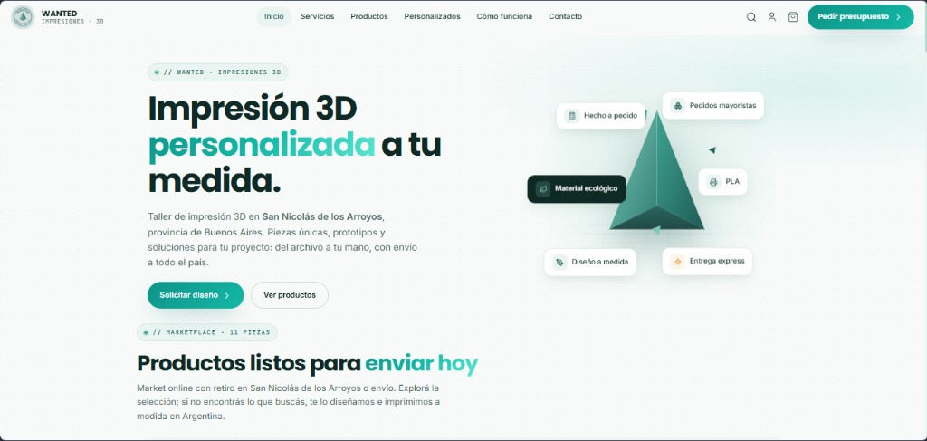 Hero del sitio Wanted Impresiones 3D