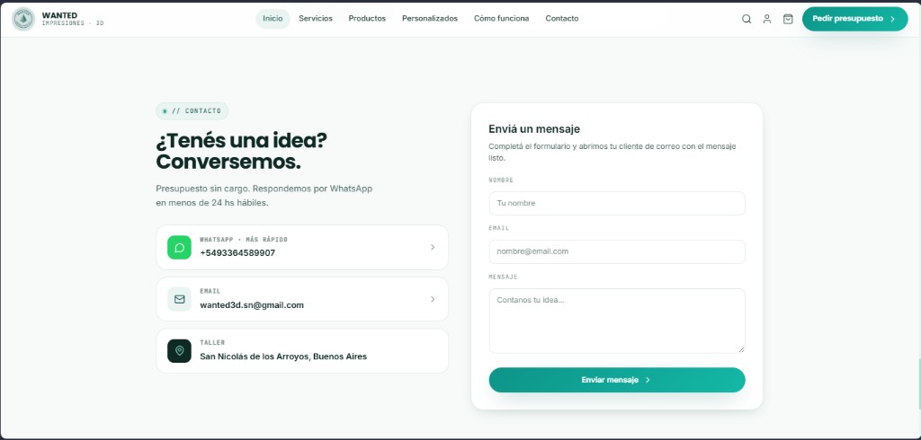 Wanted Impresiones 3D — contacto