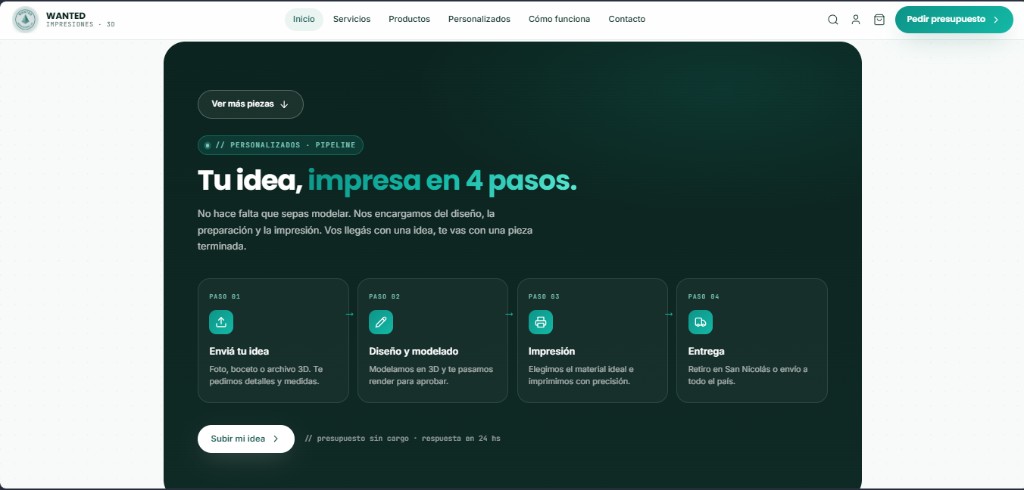 Wanted Impresiones 3D — pipeline personalizados